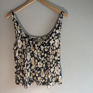 Kimchi Blue by Urban Outfitters Black Yellow Floral Crop Top Size Medium